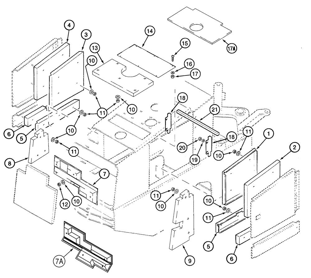 Схема запчастей Case 721C - (09-20) - INSULATION - HOOD (09) - CHASSIS