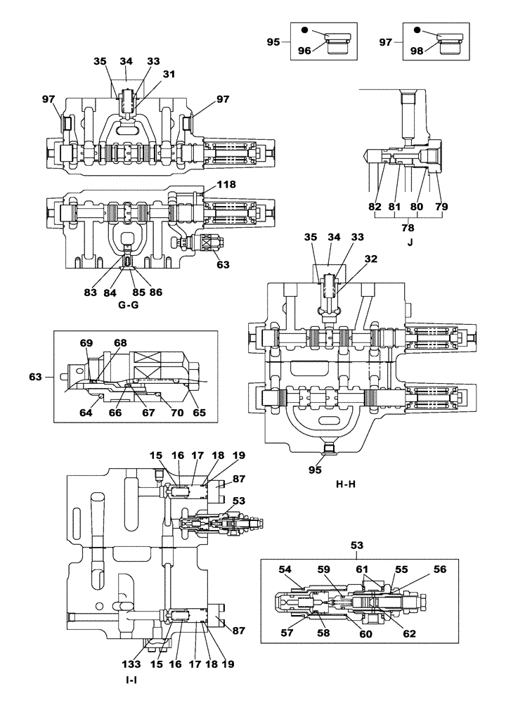 Схема запчастей Case CX470C - (08-205-00[01]) - CONTROL VALVE (07) - HYDRAULIC SYSTEM