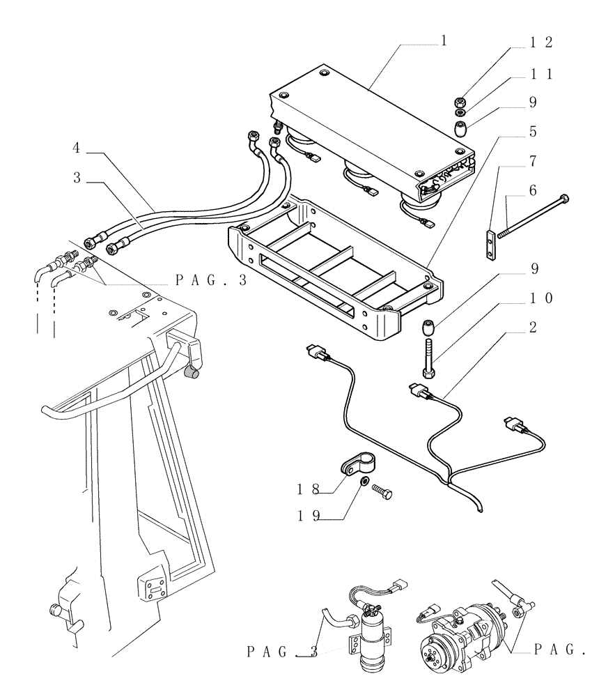 Схема запчастей Case 1850K - (9.665[02]) - AIR CONDITIONING - CONDENSER - OPTIONAL CODE 76078112 (19) - OPTIONS