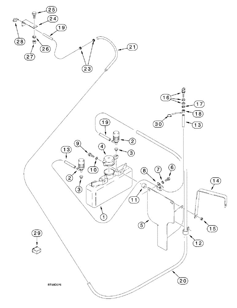 Схема запчастей Case 580L - (9-096) - WINDSHIELD WASHERS - FRONT AND REAR (09) - CHASSIS/ATTACHMENTS