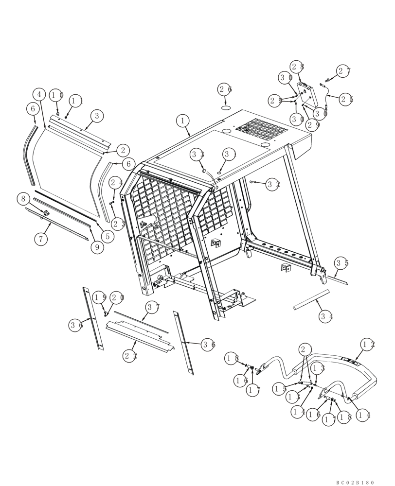 Схема запчастей Case 95XT - (09-26) - CANOPY, ROPS - FRAME AND SEAT BAR (09) - CHASSIS