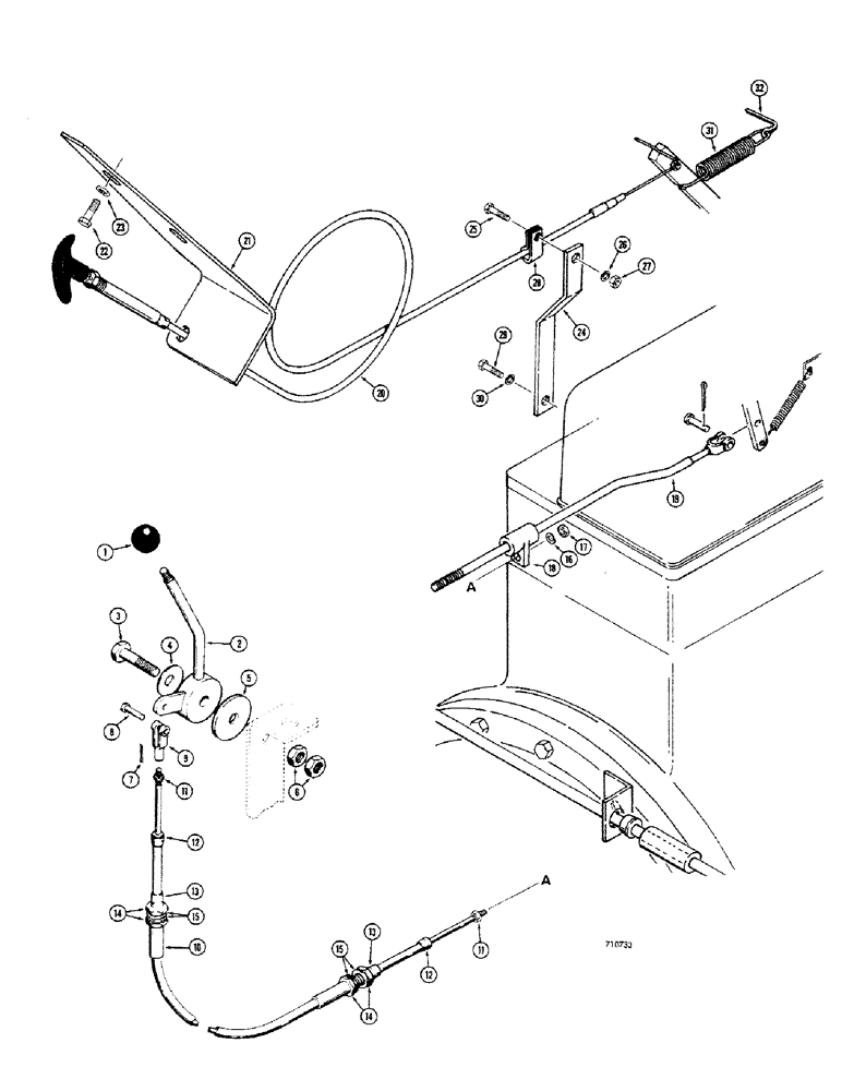 Схема запчастей Case 680CK - (062) - ENGINE CONTROLS, FUEL SHUTOFF AND HAND THROTTLE (10) - ENGINE