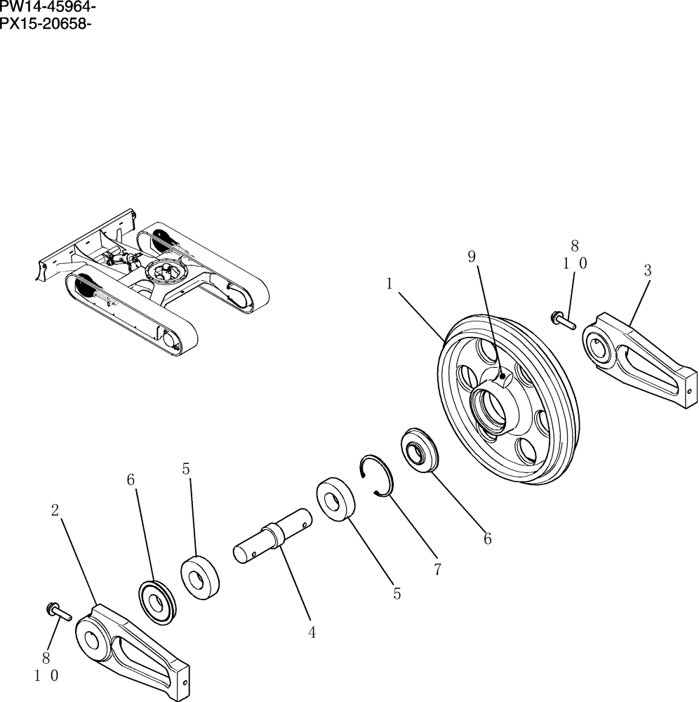 Схема запчастей Case CX31B - (356-01[1]) - IDLER ASSEMBLY (56) - GRAPE HARVESTER SHAKERS