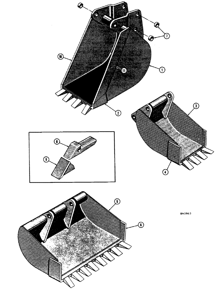 Схема запчастей Case 32 - (12) - BACKHOE BUCKETS, OPTIONAL EQUIPMENT, TRENCHING BUCKETS, MACHINERY ITEMS 