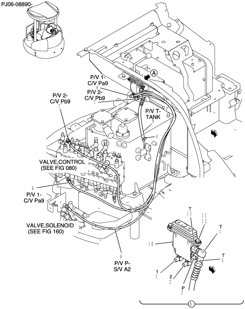 Схема запчастей Case CX50B - (150-72[1]) - CONTROL LINES, REMOTE DOZER (86) - DOZER