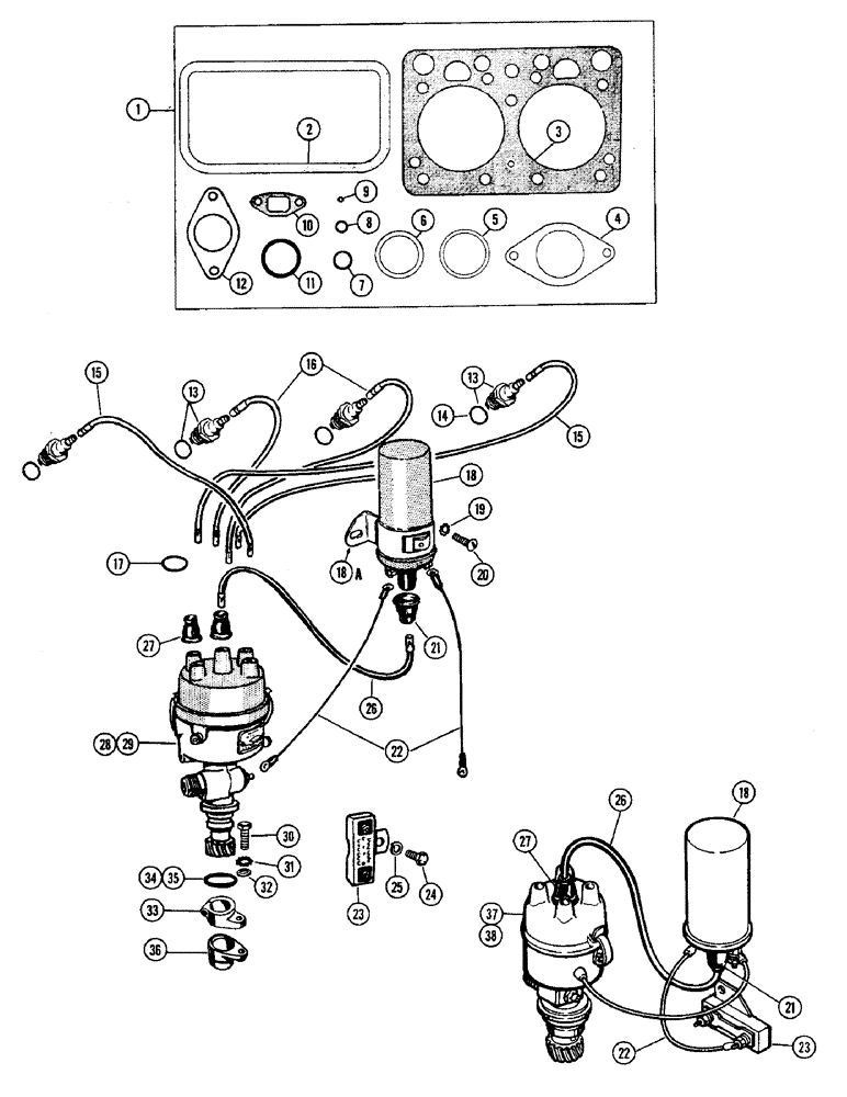 Схема запчастей Case W9A - (026) - VALVE GRIND GASKET KIT, GASOLINE, IGNITION SYSTEM (02) - ENGINE