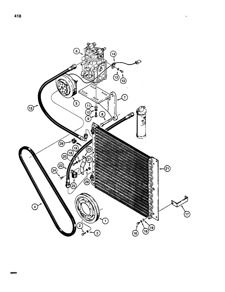 Схема запчастей Case W20 - (418) - AIR CONDITIONING LINES (09) - CHASSIS/ATTACHMENTS