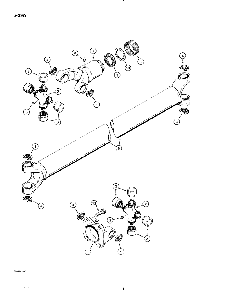 Схема запчастей Case 580K - (6-039A) - 1349244C1 DRIVE SHAFT FOR FRONT DRIVE AXLE, FRONT DRIVE AXLE TO TRANSAXLE (06) - POWER TRAIN