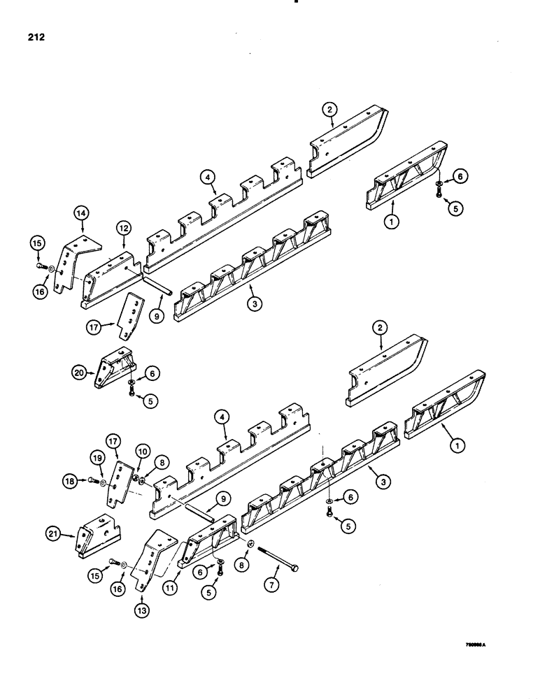 Схема запчастей Case 1150C - (212) - TRACK GUARDS (11) - TRACKS/STEERING