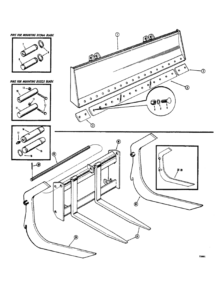 Схема запчастей Case 33 - (030) - LOADER DOZING BLADE 