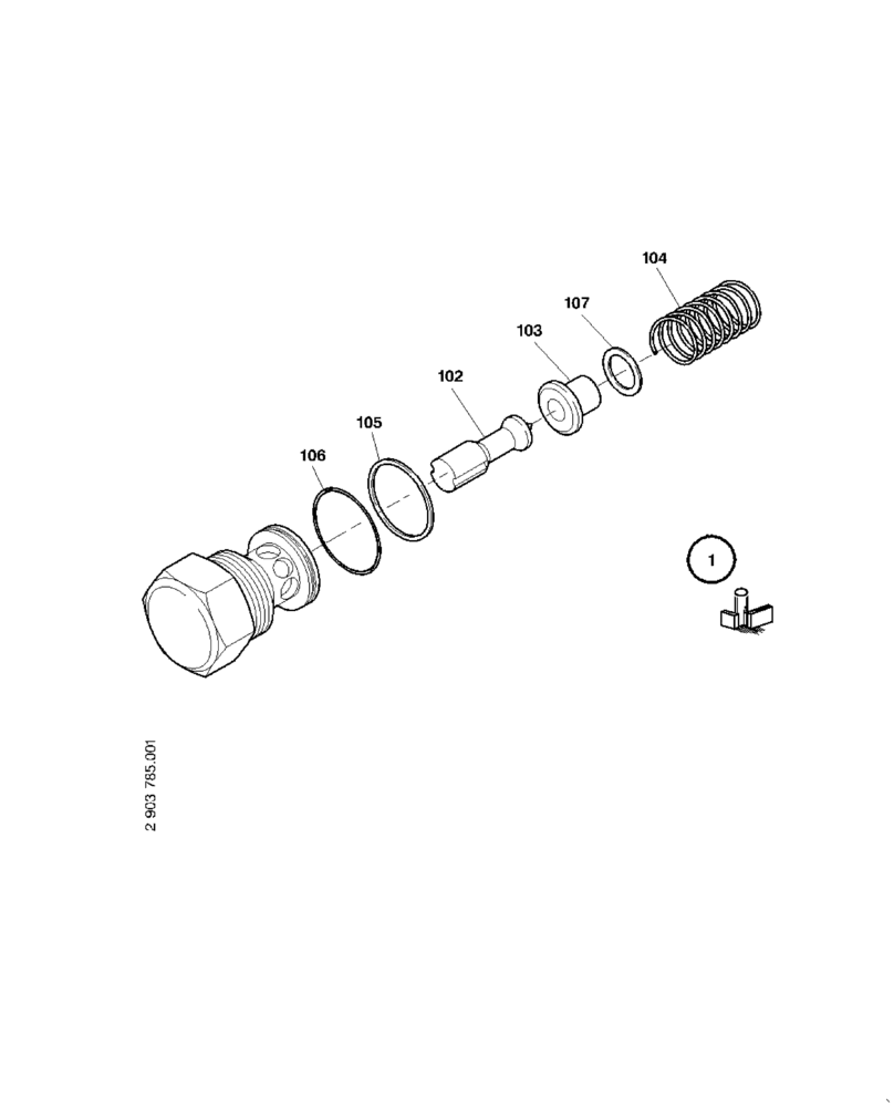 Схема запчастей Case 21D - (23.033[2903785000]) - VALVE, PRESSURE RELIEF (LIMITER) (35) - HYDRAULIC SYSTEMS