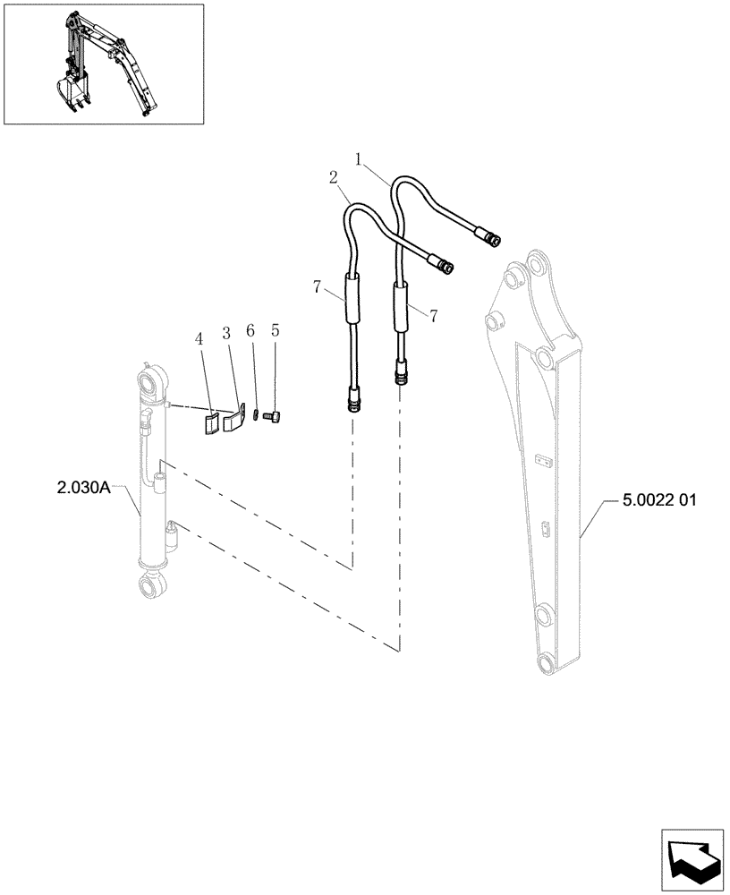 Схема запчастей Case CX27B - (5.0022[02]) - ARM LINES - STD - 747325070 (05) - Section 5