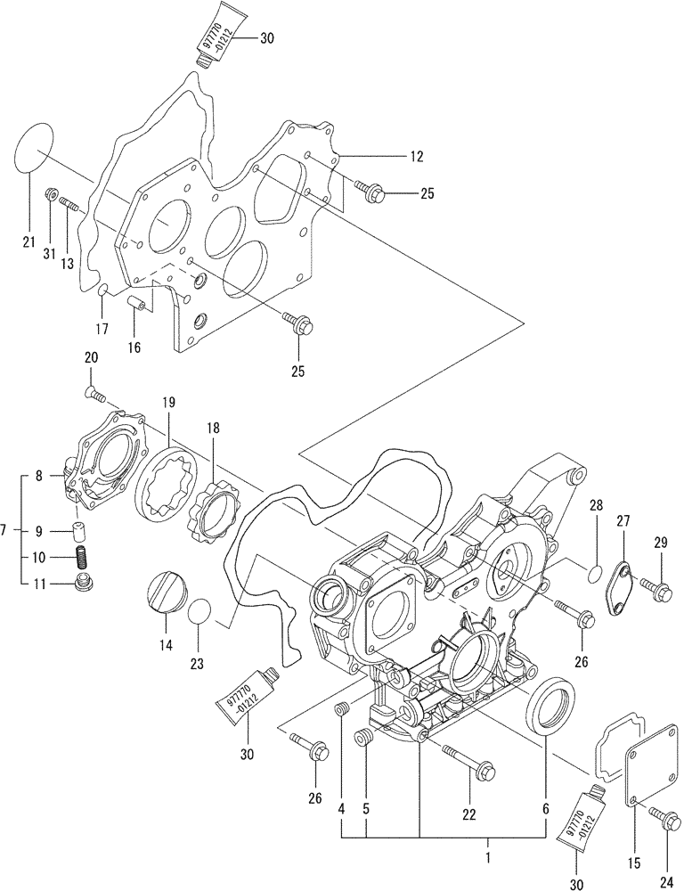 Схема запчастей Case CX36B - (08-002) - GEAR HOUSING (10) - ENGINE