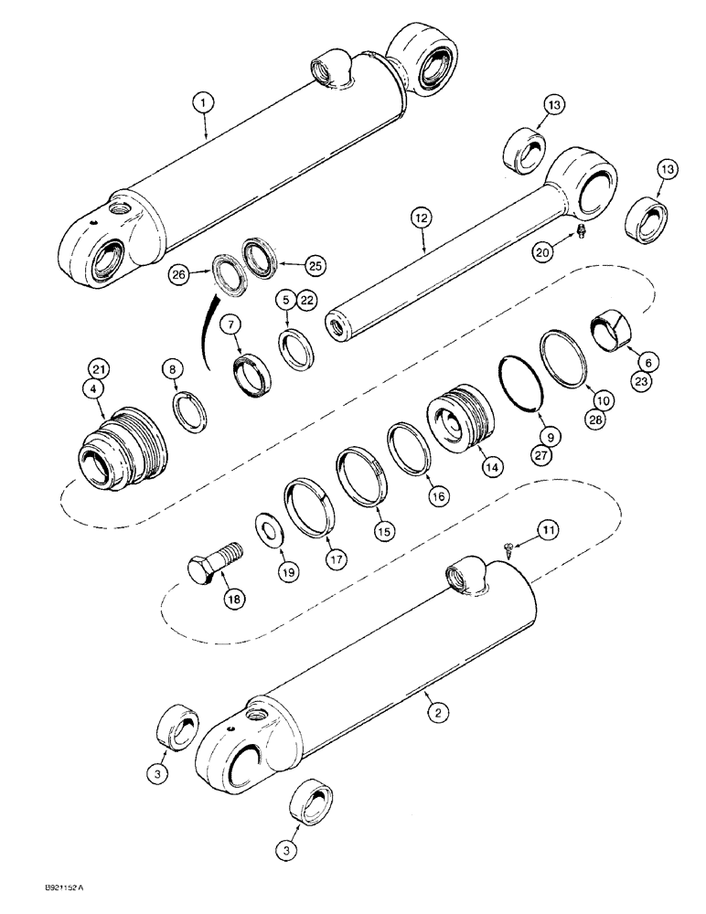 Схема запчастей Case 580SK - (8-126) - BACKHOE SWING CYLINDERS (08) - HYDRAULICS