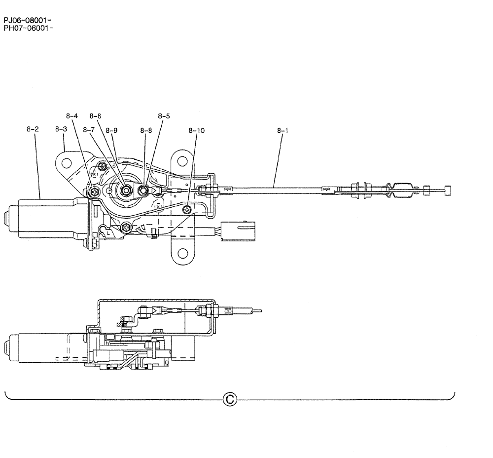 Схема запчастей Case CX50B - (01-020) - CONTROL ASSY, ENGINE (WITH DECEL) (PH11M00014F1) 2 OF 2 (05) - SUPERSTRUCTURE