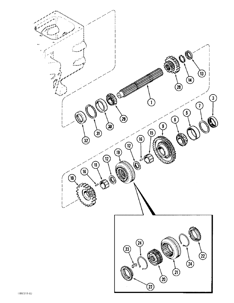 Схема запчастей Case 480F - (6-52) - TRANSAXLE, MAIN SHAFT (06) - POWER TRAIN