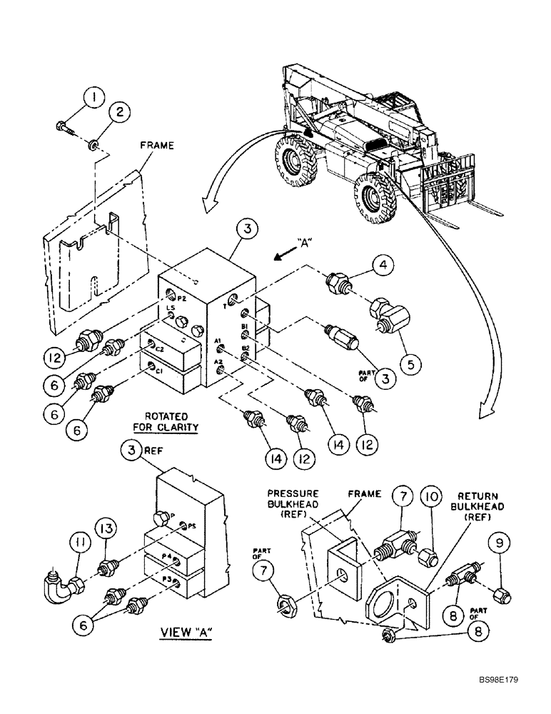 Схема запчастей Case 686G - (8-12) - VALVE MOUNTING AND FITTINGS, LIFT AND CROWD CONTROL (SERIES 1 686G, 686GXR) (08) - HYDRAULICS