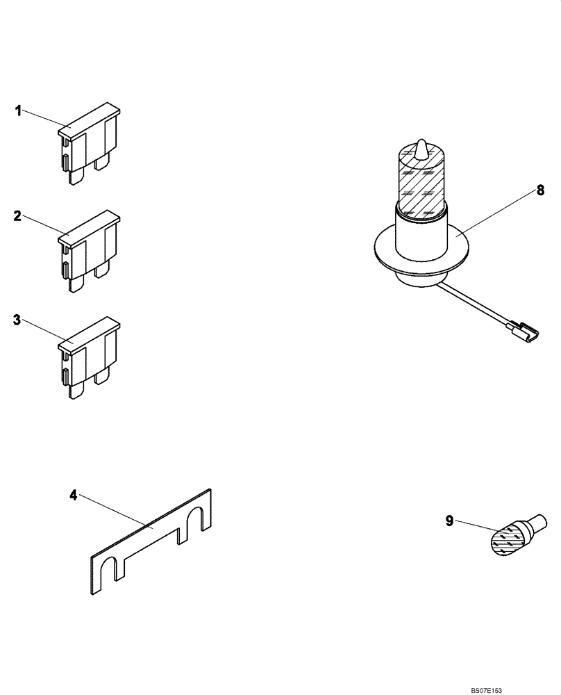 Схема запчастей Case DV204 - (04-540/124[01]) - BULB - FUSE (GROUP 540/124) (04) - ELECTRICAL SYSTEMS