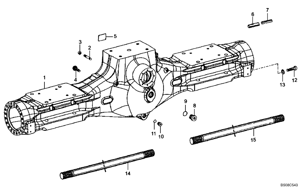 Схема запчастей Case 340B - (32A00010649[001]) - HOUSING, INTERMEDIATE AXLE (87757844) (11) - AXLES/WHEELS