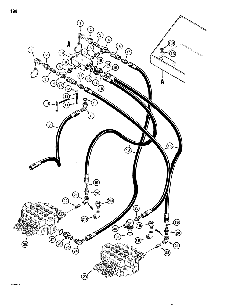 Схема запчастей Case 1080 - (198) - MAIN CONTROL VALVE POWER SENSING LINES (35) - HYDRAULIC SYSTEMS