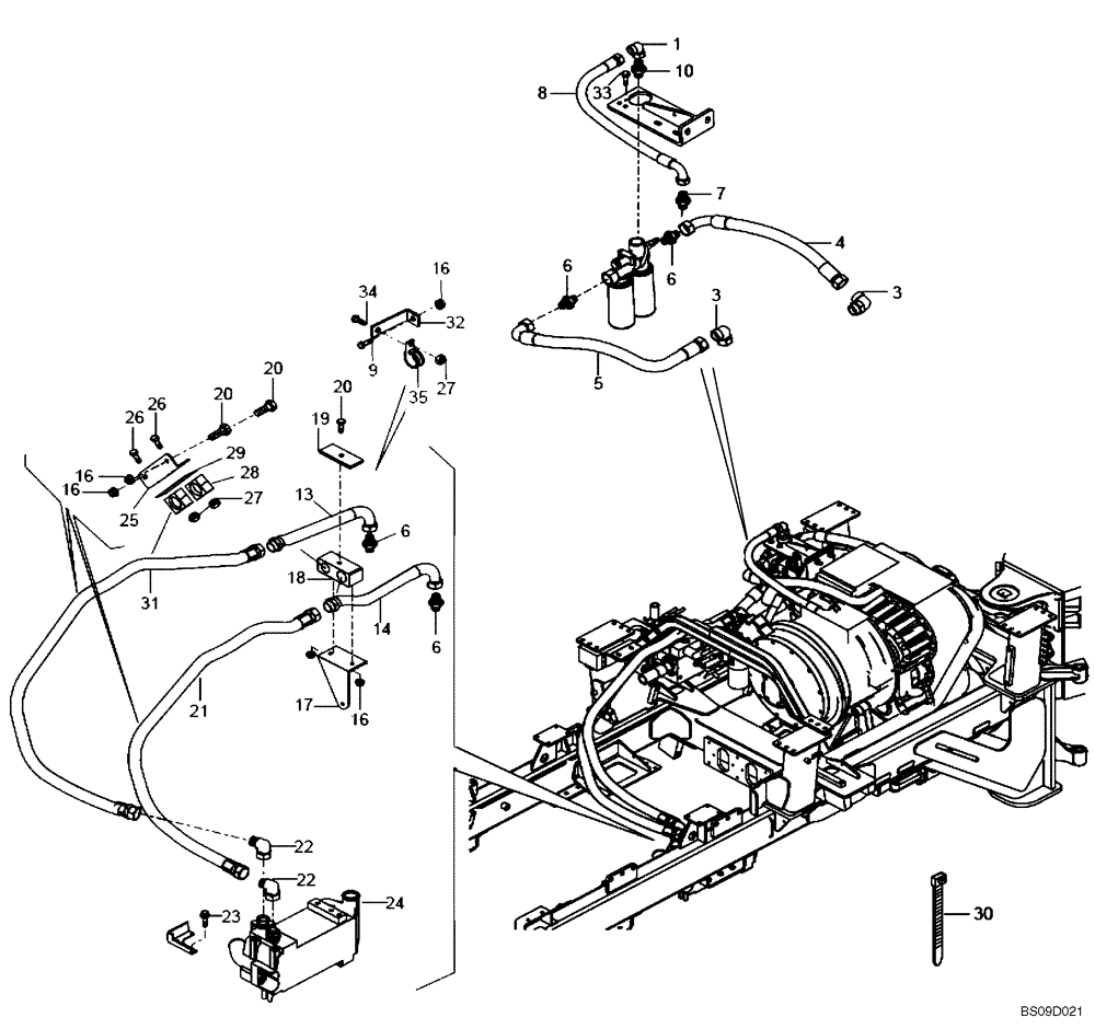 Схема запчастей Case 327B - (05A00010593[001]) - TRANSMISSION COOLING CIRCUIT (P.I.N. HHD0327BN7PG57000 AND AFTER) (84214584) (01) - ENGINE