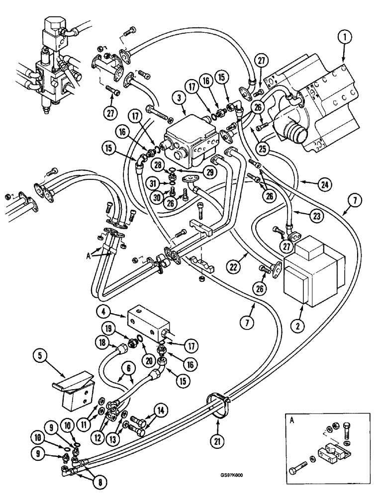 Схема запчастей Case 220B - (8-078) - HYDRAULIC CIRCUIT FOR OPTIONS, P.I.N. 74441 THROUGH 74509 (08) - HYDRAULICS