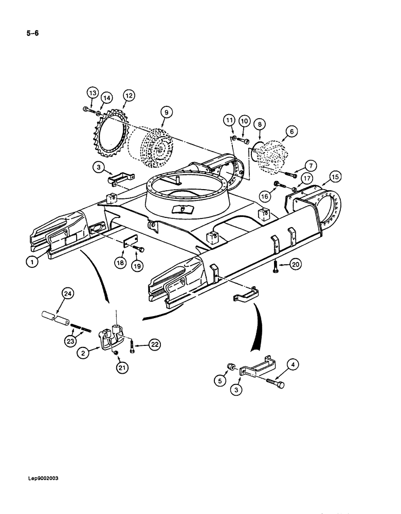 Схема запчастей Case 125B - (5-06) - TRACK FRAME AND UNDERCARRIAGE, P.I.N. 21819 THROUGH 21868, 26801 AND AFTER (11) - TRACKS/STEERING