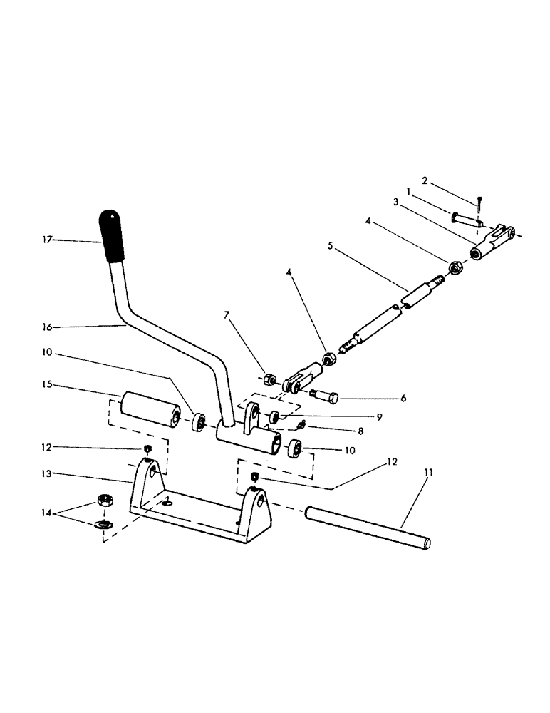 Схема запчастей Case 50 - (E11) - LEVELER HANDLE AND LINKAGE (33) - BRAKES & CONTROLS