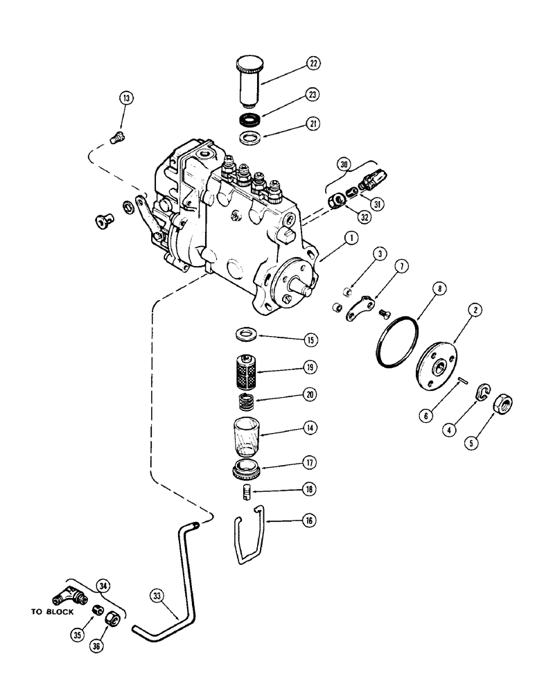 Схема запчастей Case 880 - (050) - FUEL INJECTION PUMP, WITH LUBE TUBE ON OUTSIDE OF PUMP (01) - ENGINE