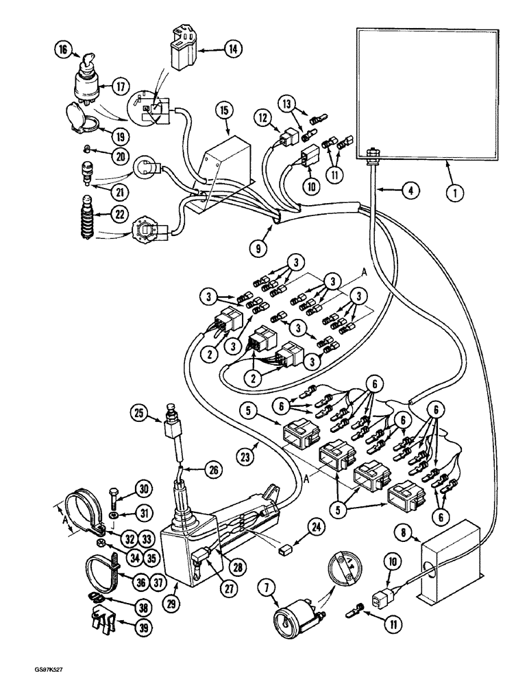 Схема запчастей Case 220B - (4-26) - CAB ELECTRICAL HARNESS, P.I.N. 74595 THROUGH 74597, P.I.N. 03201 AND AFTER (04) - ELECTRICAL SYSTEMS