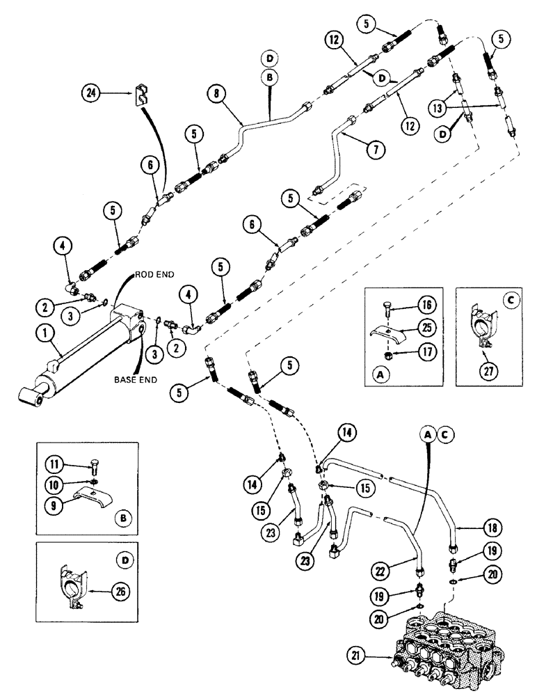 Схема запчастей Case 880 - (248) - "E" BOOM TOOL CYLINDER HYDRAULICS (07) - HYDRAULIC SYSTEM