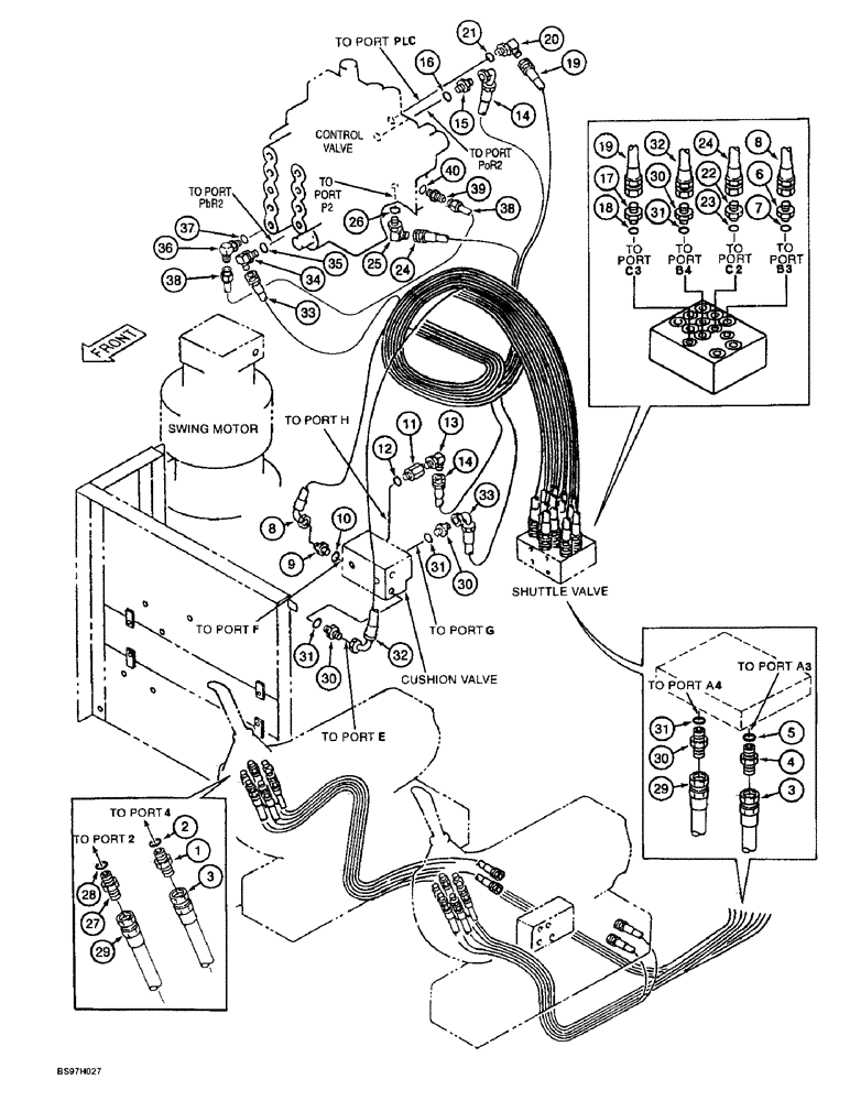 Схема запчастей Case 9045B - (8-024) - BOOM CONTROL LINES (08) - HYDRAULICS