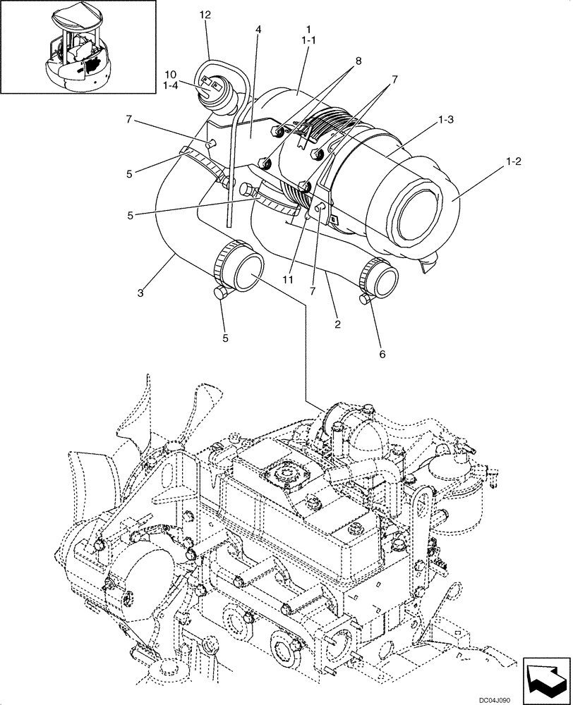 Схема запчастей Case CX36B - (042-17[1]) - AIR CLEANER (W ELEMENT) (10) - ENGINE