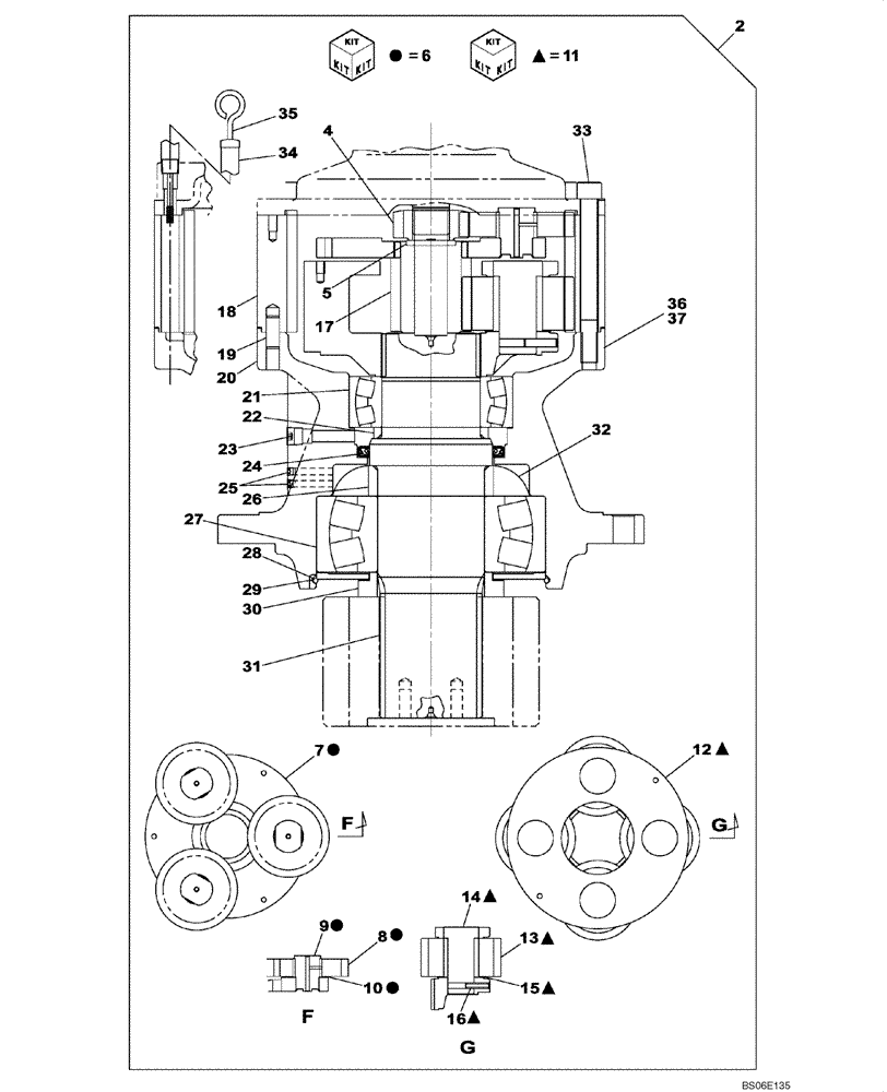 Схема запчастей Case CX800 - (08-221-00[01]) - SWING REDUCTION GEAR (08) - HYDRAULICS