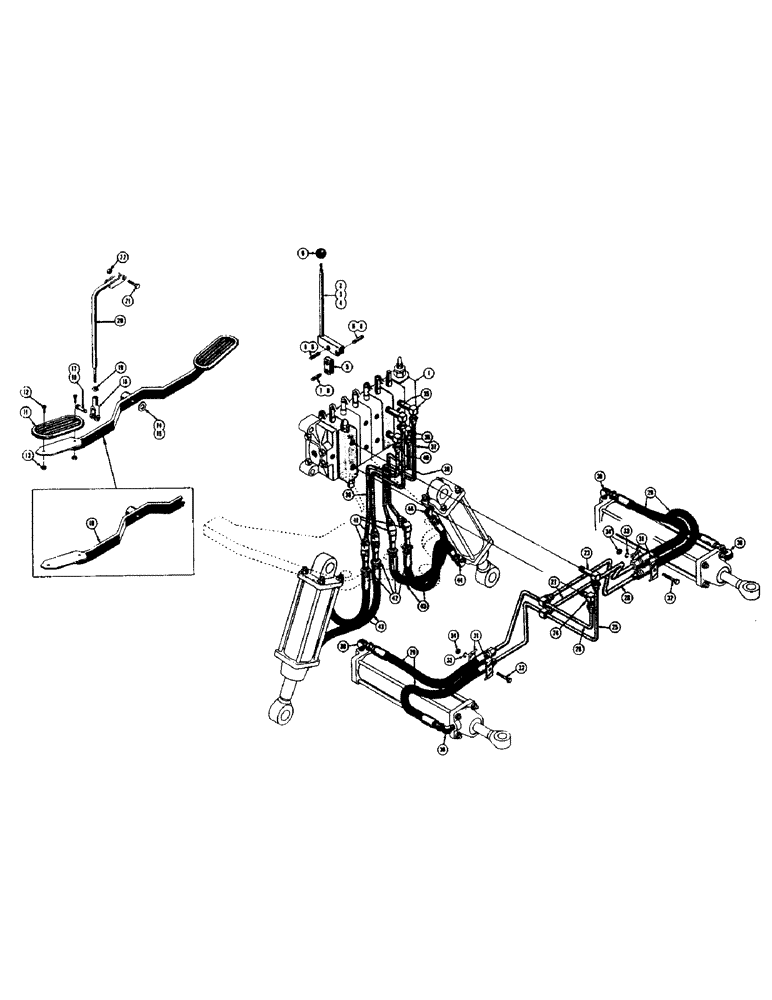 Схема запчастей Case 320 - (52) - SWING CYLINDER AND STABILIZER CYLINDER HYDRAULICS (WHEEL TRACTOR) (00) - COMPLETE MACHINE