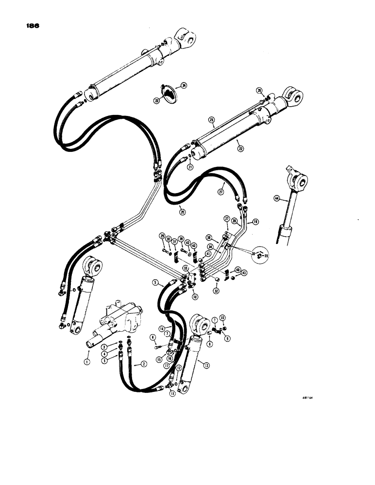 Схема запчастей Case 450 - (186) - LOADER ANTI-ROLLBACK HYDRAULICS (05) - UPPERSTRUCTURE CHASSIS