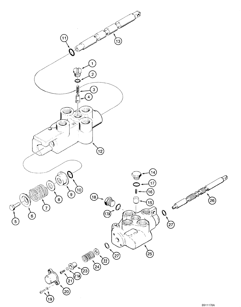 Схема запчастей Case 1845C - (08-18) - VALVE, CONTROL - AUXILIARY (08) - HYDRAULICS