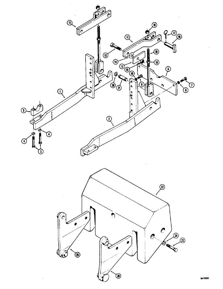 Схема запчастей Case 36 - (04) - BACKHOE MOUNTING PARTS AND COUNTERWEIGHT, BACKHOE MOUNTING 