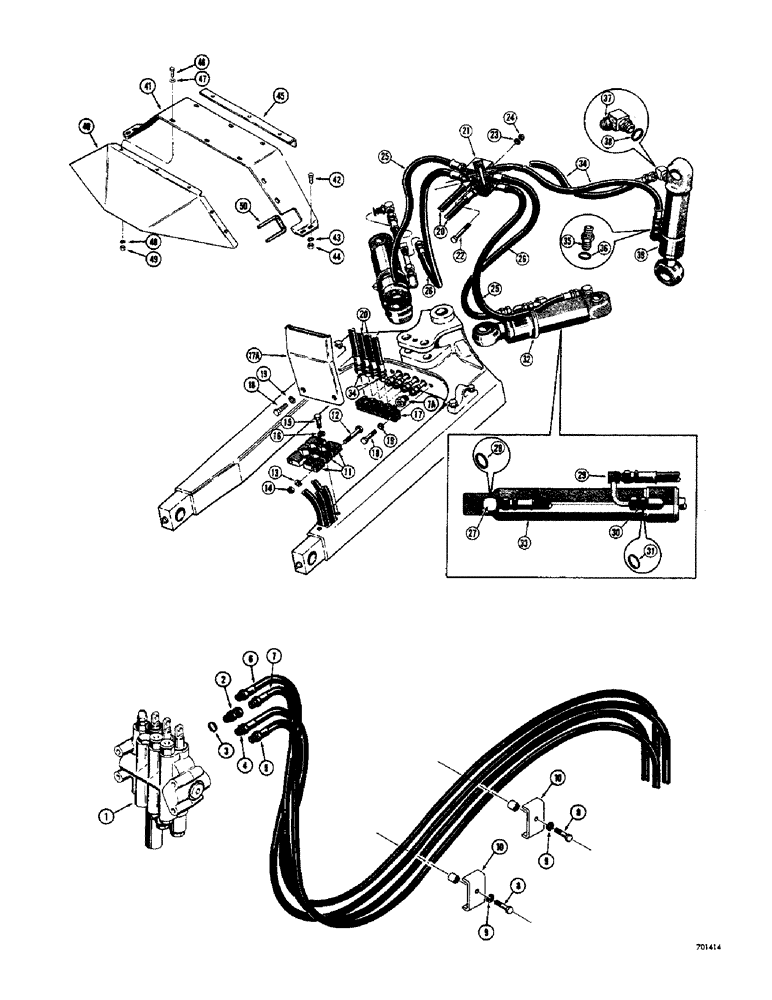 Схема запчастей Case 350 - (198) - ANGLE-TILT DOZER - ANGLE TILT HYDRAULIC CIRCUIT, USED BEFORE SN 3047966 (07) - HYDRAULIC SYSTEM