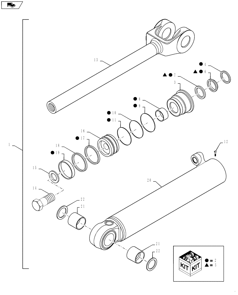 Схема запчастей Case 621F - (39.105.AM[05]) - LIFT CYLINDER ASSEMBLY (39) - FRAMES AND BALLASTING