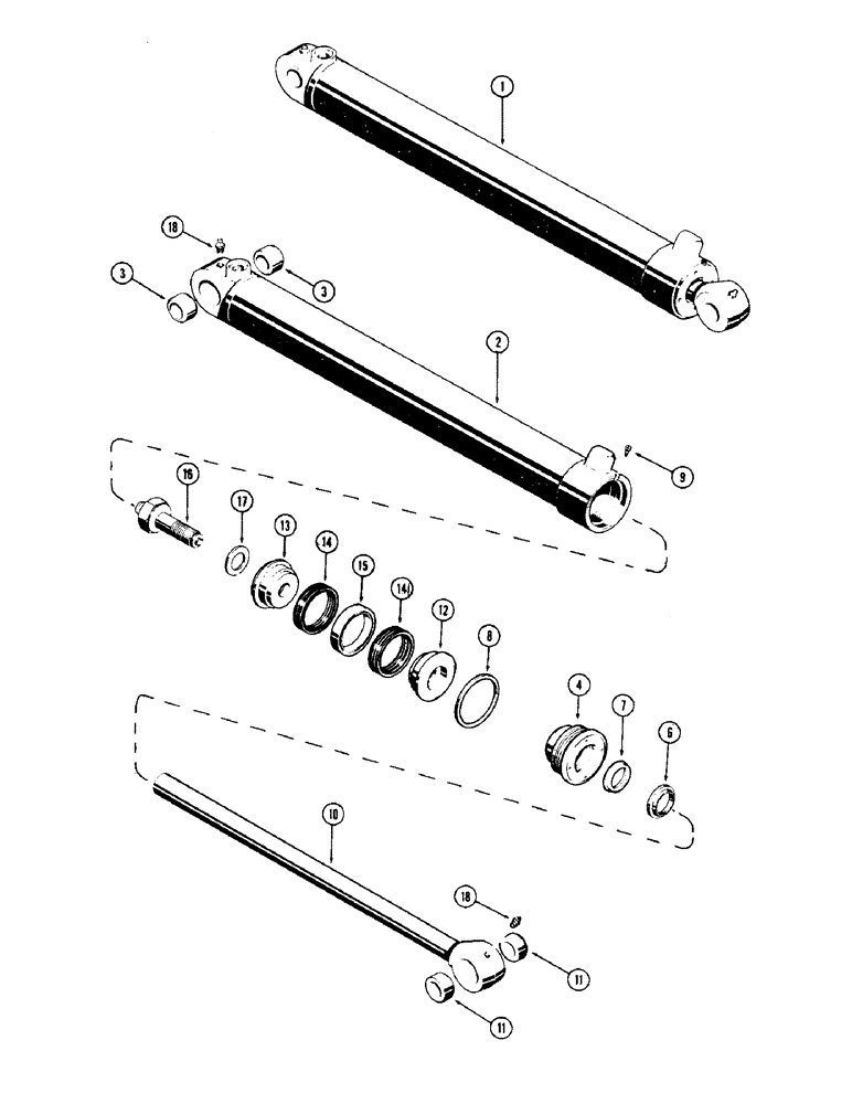 Схема запчастей Case 36 - (78) - D45313 BOOM CYL. 5" DIA. CYL. W/39-3/16" STROKE W/STEP TYPE OUTER WIPER & INNER BUSHING 