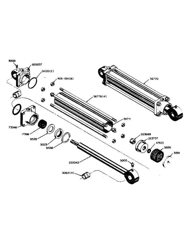 Схема запчастей Case 310B - (56) - 36770 HYDRAULIC CROWD CYLINDER 