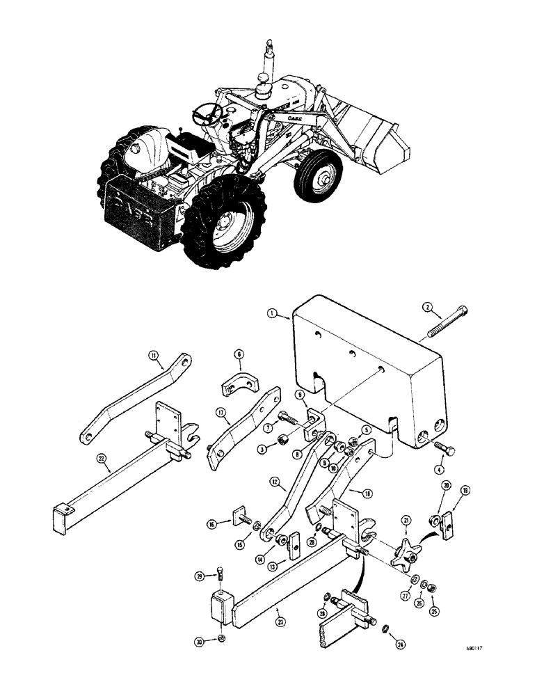 Схема запчастей Case 23 - (012) - QUICK DETACHABLE COUNTERWEIGHT 