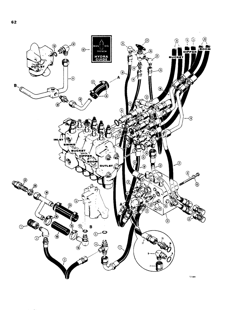 Схема запчастей Case 35 - (062) - HYDRA-GUIDE CONTROLS, COMMERCIAL-CESSNA VALVES 