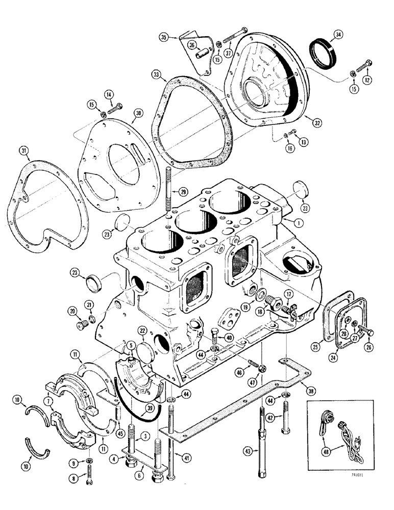 Схема запчастей Case 380CK - (018) - CYLINDER BLOCK AND COVERS (02) - ENGINE