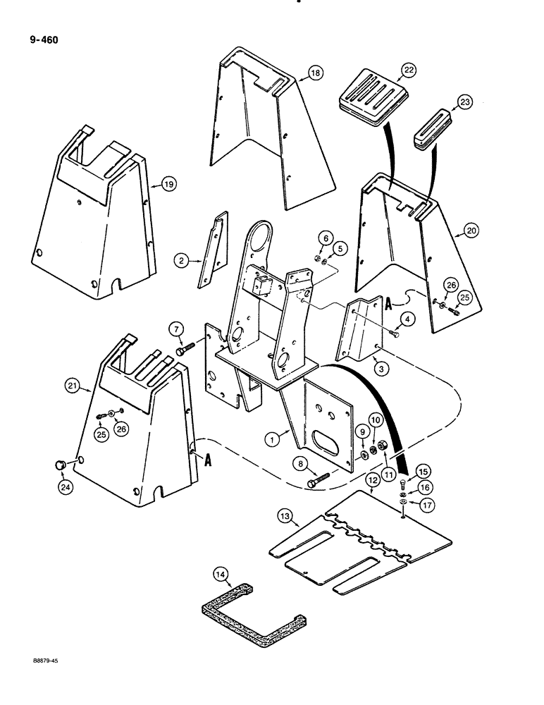 Схема запчастей Case 580K - (09-460) - BACKHOE CONTROL TOWER, USED ON MODELS WITH FOOT SWING, WITH TILT BACKHOE CONTROLS (09) - CHASSIS/ATTACHMENTS