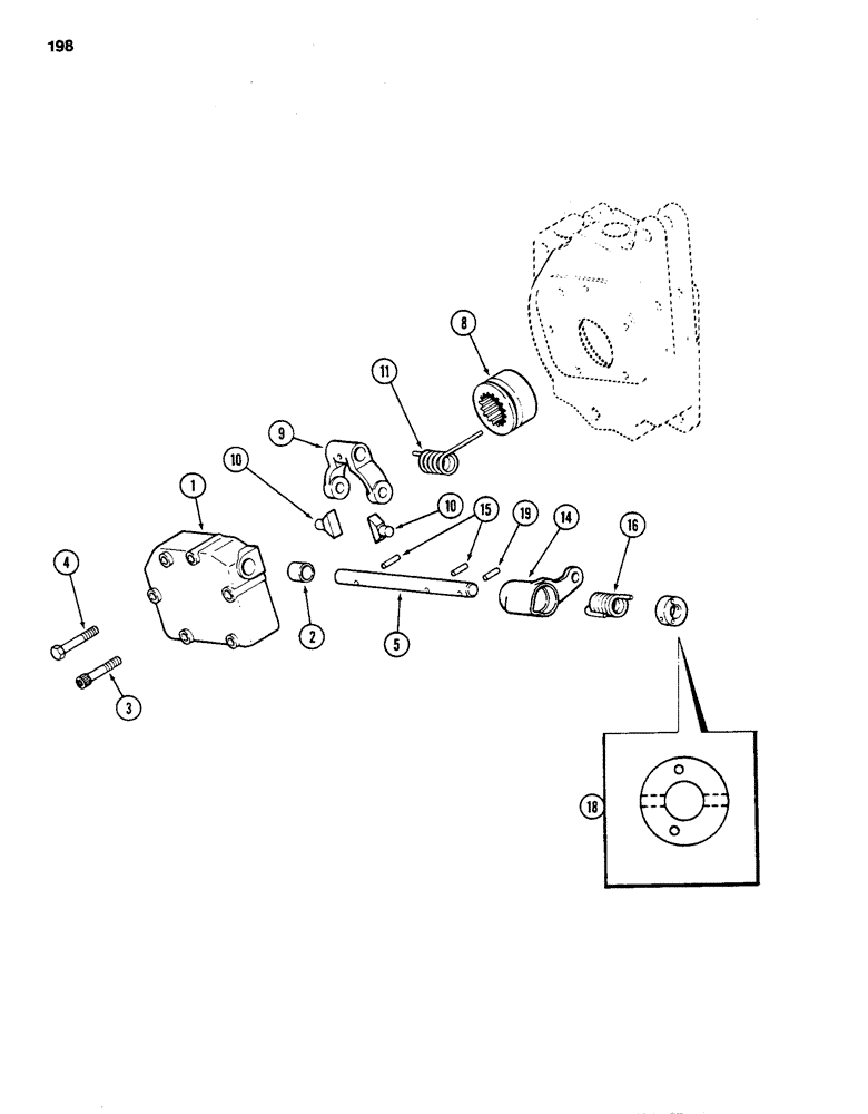 Схема запчастей Case 480D - (198) - DIFFERENTIAL LOCK, TRANSAXLE, PRIOR TO TRANSMISSION S/N 16270319 (27) - REAR AXLE SYSTEM