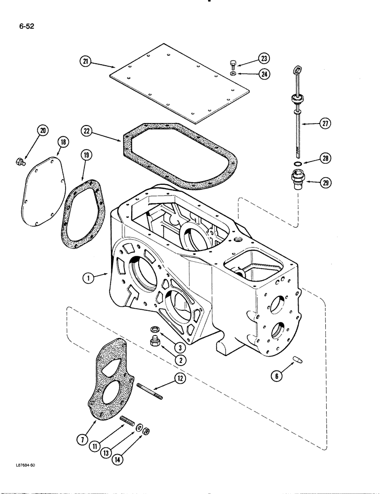 Схема запчастей Case 480E LL - (6-52) - TRANSAXLE TRANSMISSION HOUSING, 4 WHEEL DRIVE (06) - POWER TRAIN