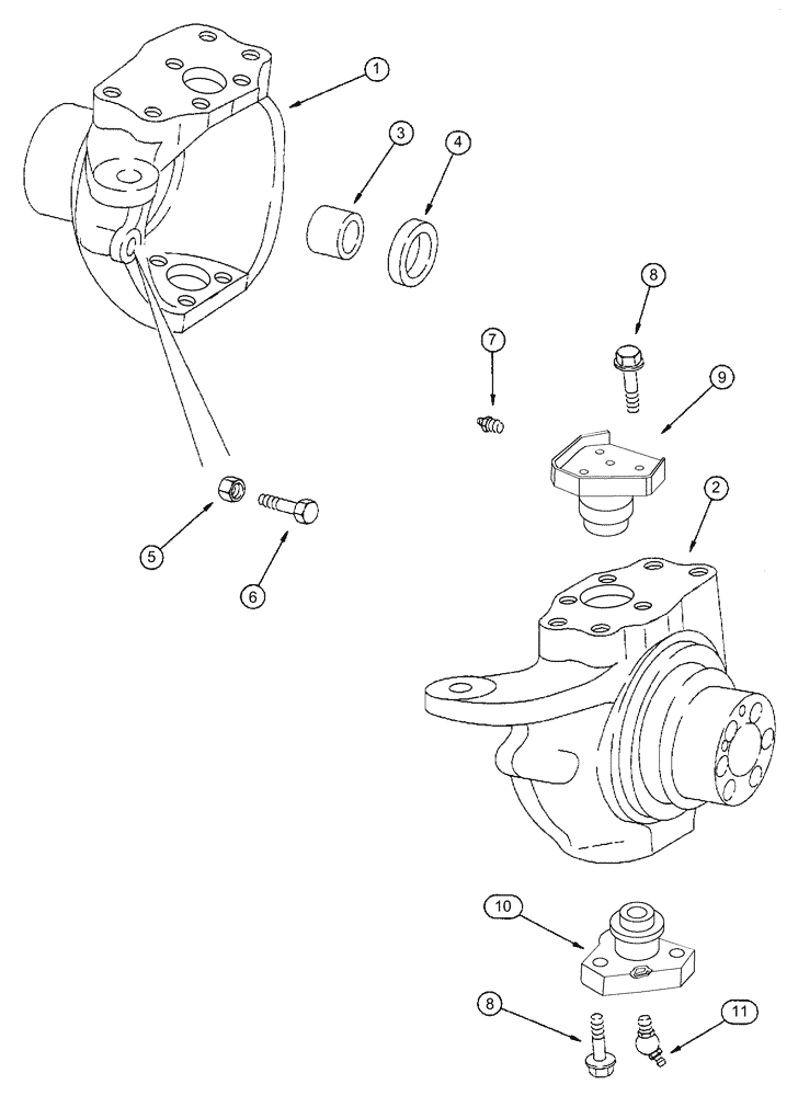 Схема запчастей Case 590L - (6-06) - FRONT DRIVE AXLE, SWIVEL HOUSING (06) - POWER TRAIN