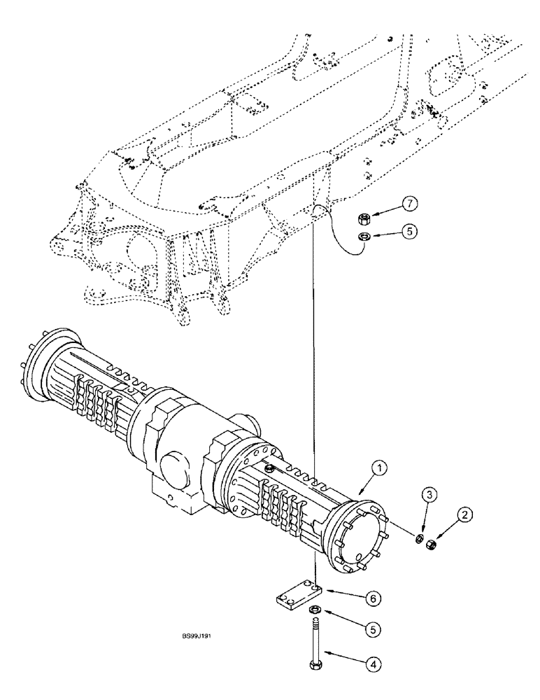 Схема запчастей Case 580L - (6-088) - REAR DRIVE AXLE MOUNTING (06) - POWER TRAIN